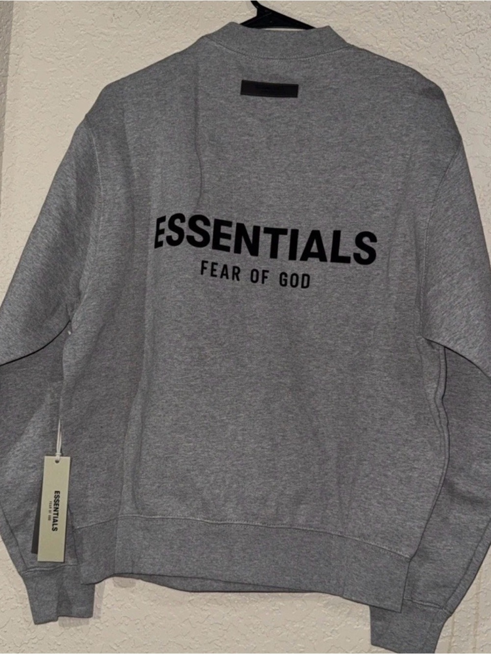 Essentials Fear of God Men's Gray Crewneck Sweatshirt with Back Logo